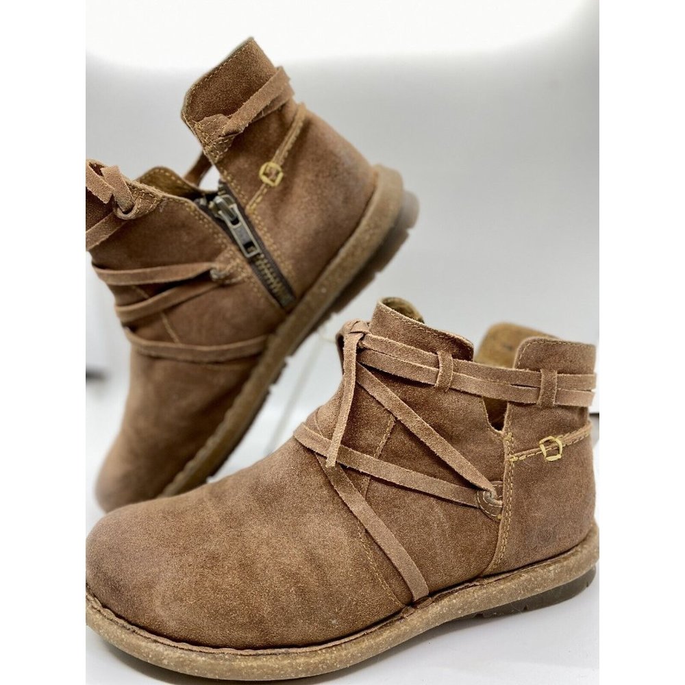Born Women's Tarkiln Leather Ankle Booties F59102 Brown Glazed Ginger Size 7 M